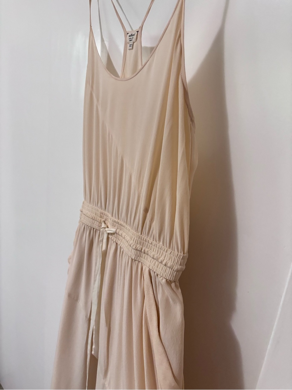 Wilfred| Aritzia| Cream 100% Silk Tie-Waist Sleeveless Flowy Midi Dress Sz S - Picture 4 of 8